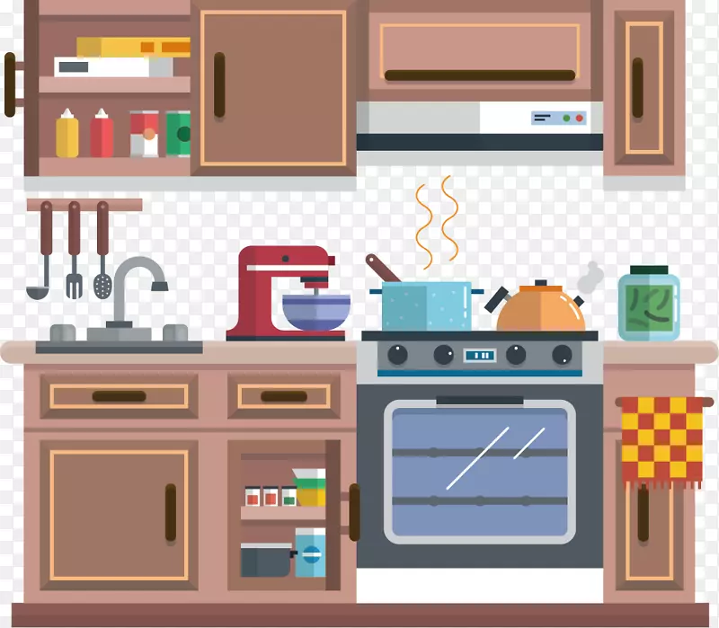厨房橱柜厨具卡通-厨房