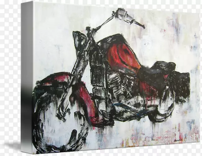 画摩托车正午骑画廊包帆布-绘画