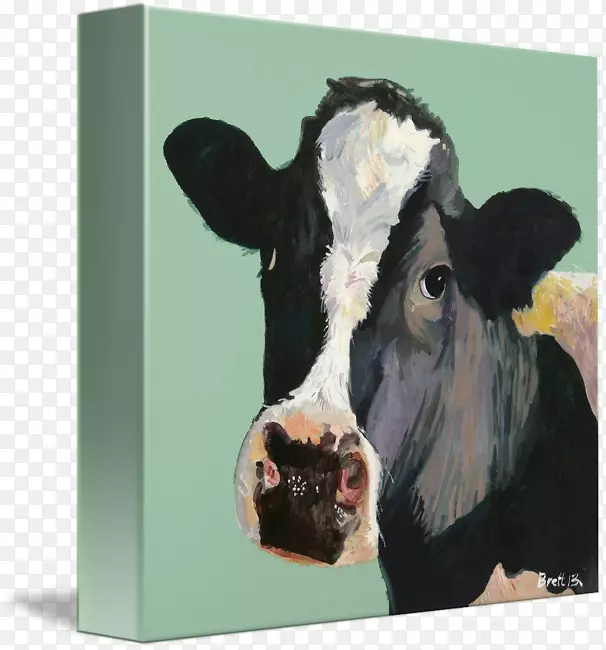 奶牛牛犊乳制品水彩画母牛