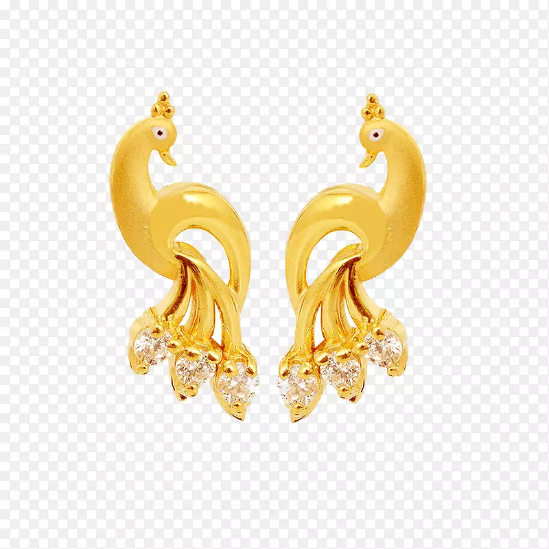 耳环宝石珠宝r。Thanga Maligai魅力和吊坠-金孔雀