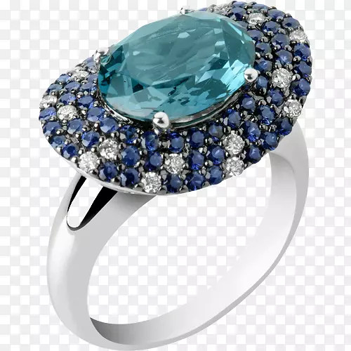 蓝宝石耳环蓝色订婚戒指蓝宝石