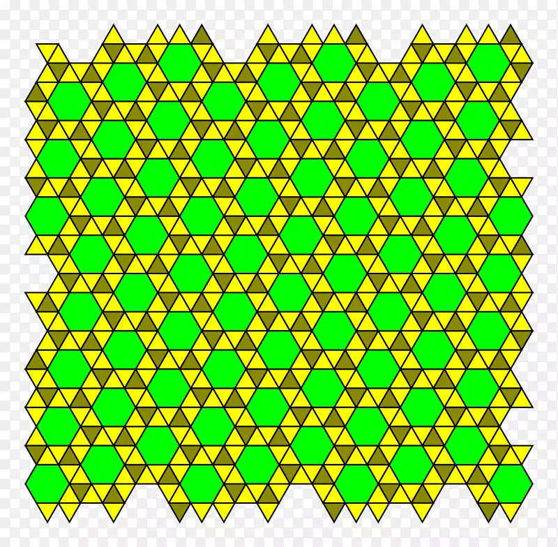 凸规则多边形的倾斜，紧挨着三六角形，均匀平铺镶嵌.三六角形平铺