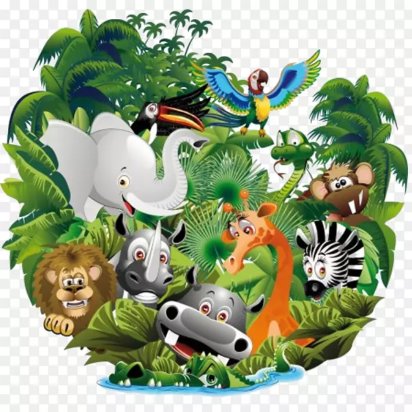 卡通动物丛林