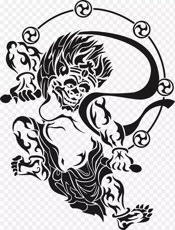 Raijin風神雷神図fū画康吉画