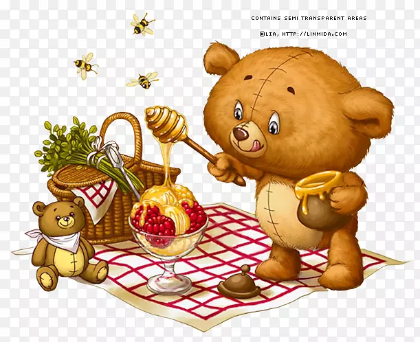 熊插画夹艺术-熊蜂蜜