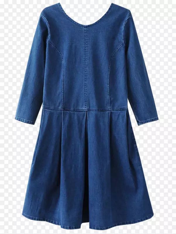 蓝色连衣裙，休闲装，牛仔裙，袖子-牛仔布口袋