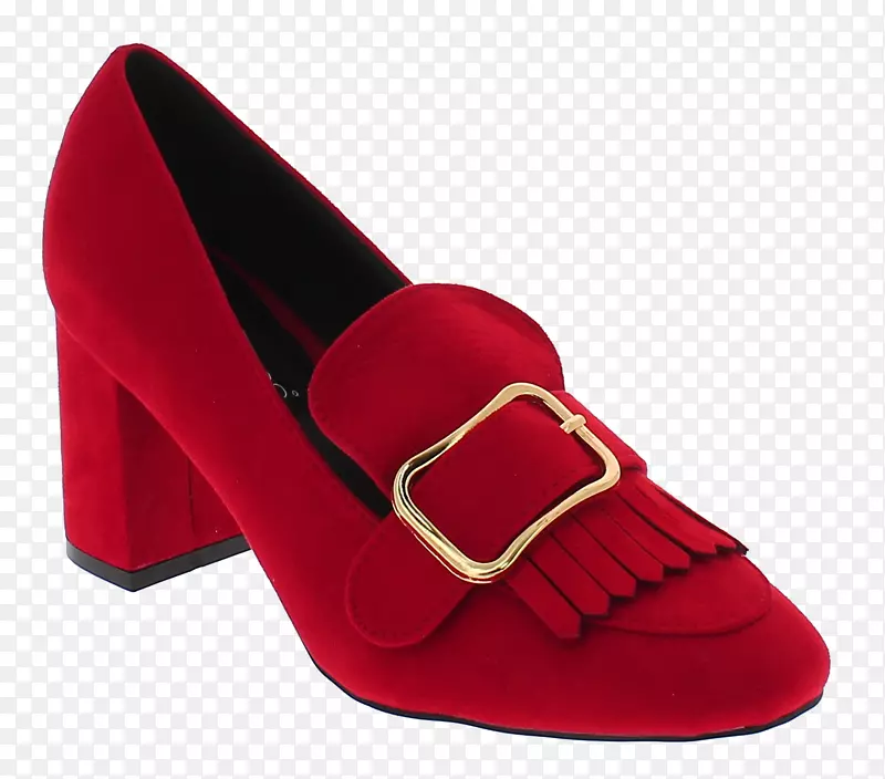 滑动鞋，红色高跟鞋，绒面革-戈瓦