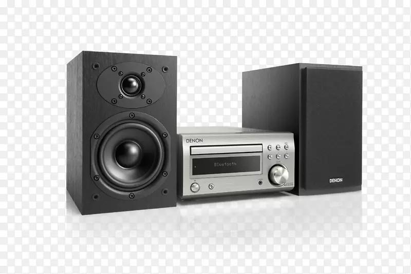 音频系统denon d-m41 dab蓝牙cd dab+fm黑色高保真扬声器电子设备.金色扬声器