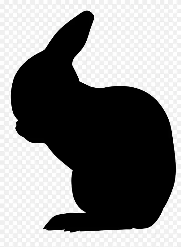 剪影兔画复活节兔子模版-剪影