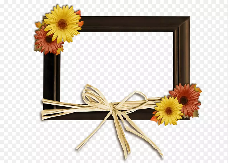 画框黄色切花花卉设计.花