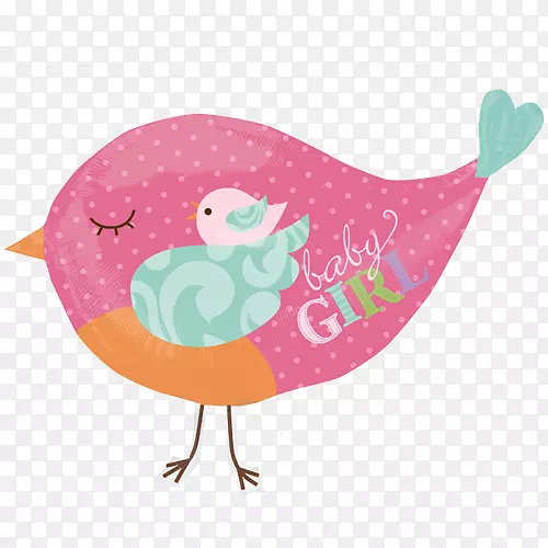 小鸟宝宝淋浴气球尿布蛋糕夹艺术-小鸟