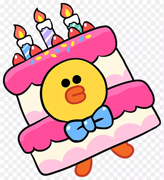 生日蛋糕线朋友贴纸剪贴画-生日