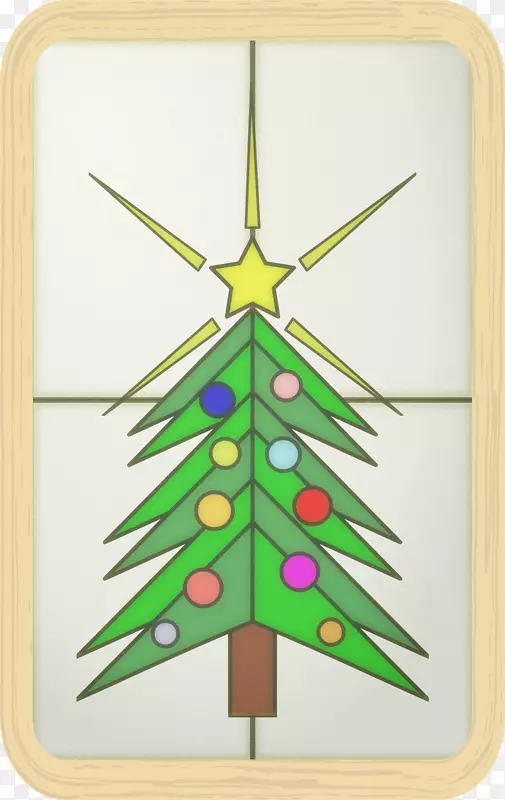圣诞树彩色玻璃窗夹艺术.圣诞树