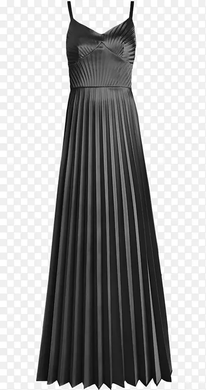 小黑裙派对礼服缎子马西连衣裙