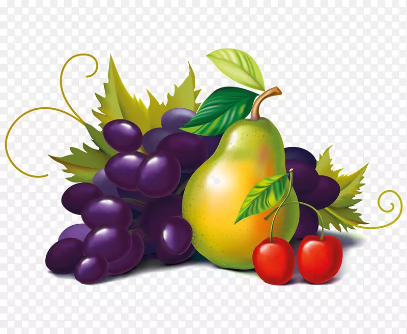 水果沙拉食品亚洲梨-葡萄