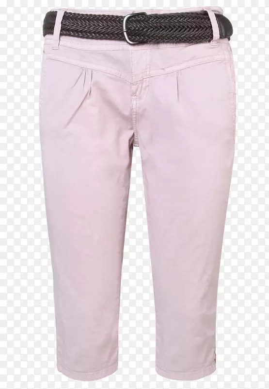 百慕达短裤粉红色m腰牛仔裤-牛仔裤