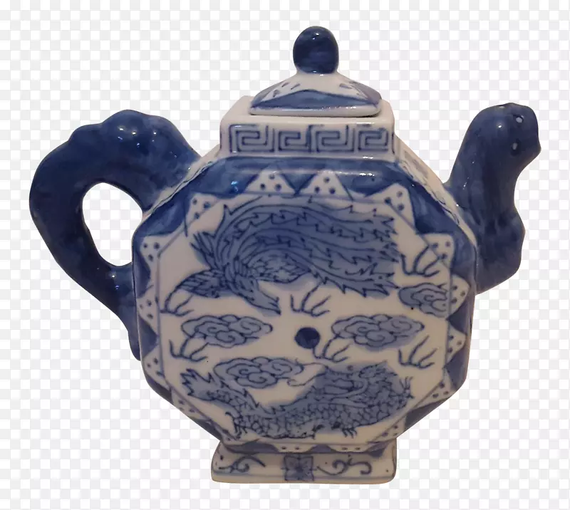 茶壶陶瓷壶蓝白色陶器水壶