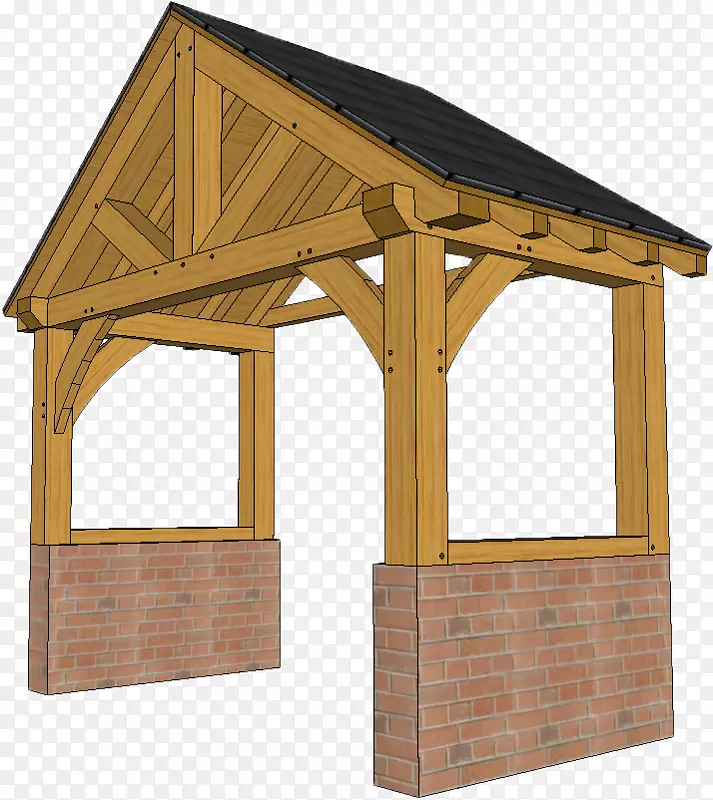 木棚门廊木结构屋面橡木柱木桁架