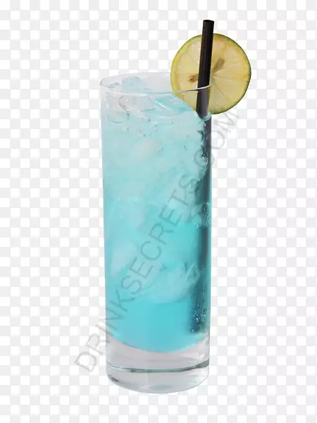 蓝色夏威夷蓝色泻湖鸡尾酒海风杜松子酒和补品鸡尾酒蓝色泻湖