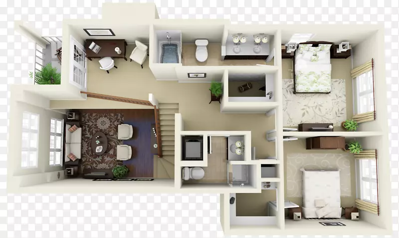 住宅公寓三维平面图-3D平面图