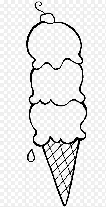 冰淇淋圆锥体圣代着色书-冰淇淋手绘