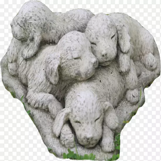 雕塑雕像小狗石雕雕像卵石堆