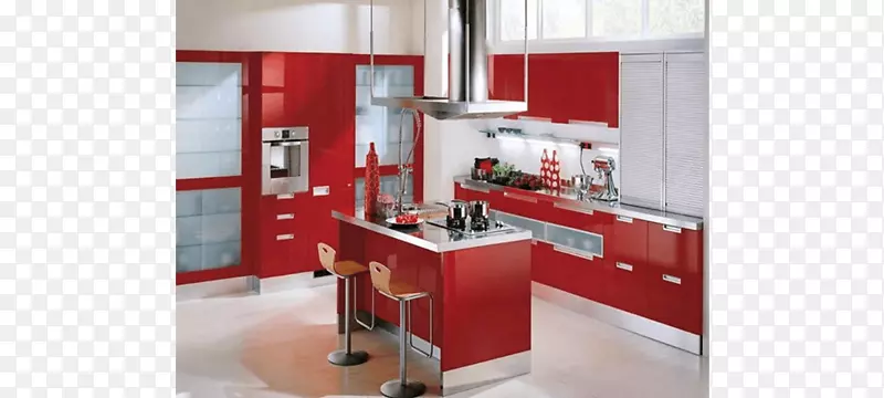 厨房橱柜红色彩色模块式厨房
