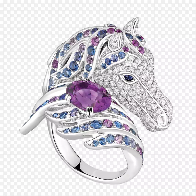 紫水晶珠宝戒指钻石银首饰