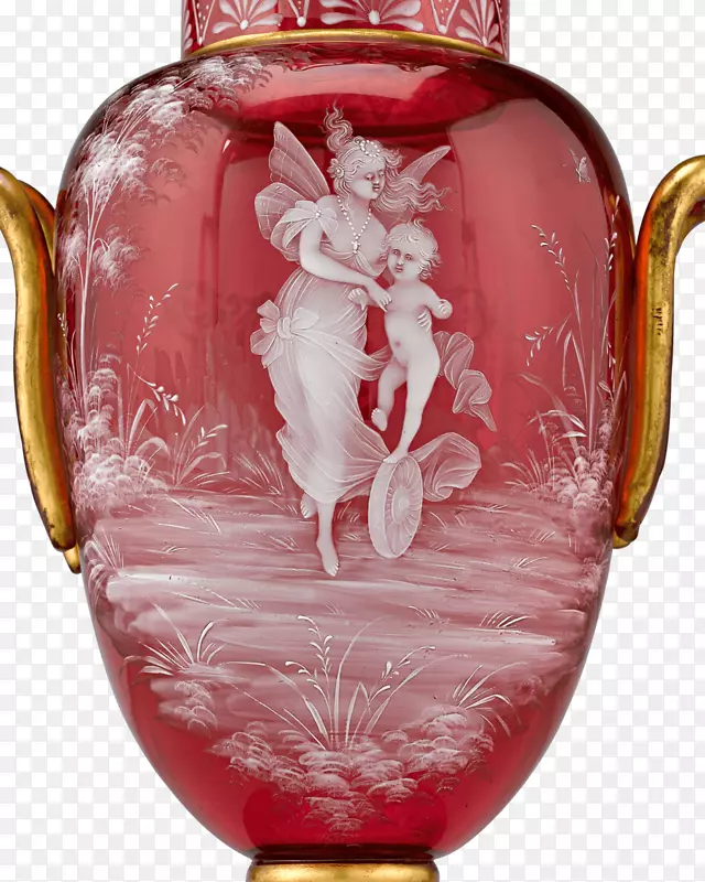 花瓶蔓越莓玻璃艺术玻璃雕刻.花瓶