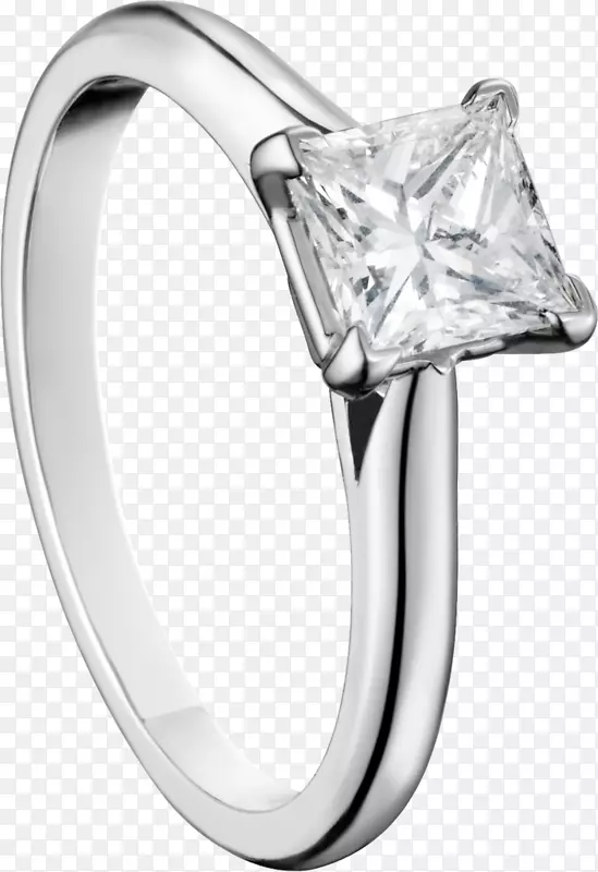 钻石订婚戒指公主切割卡地亚白金戒指
