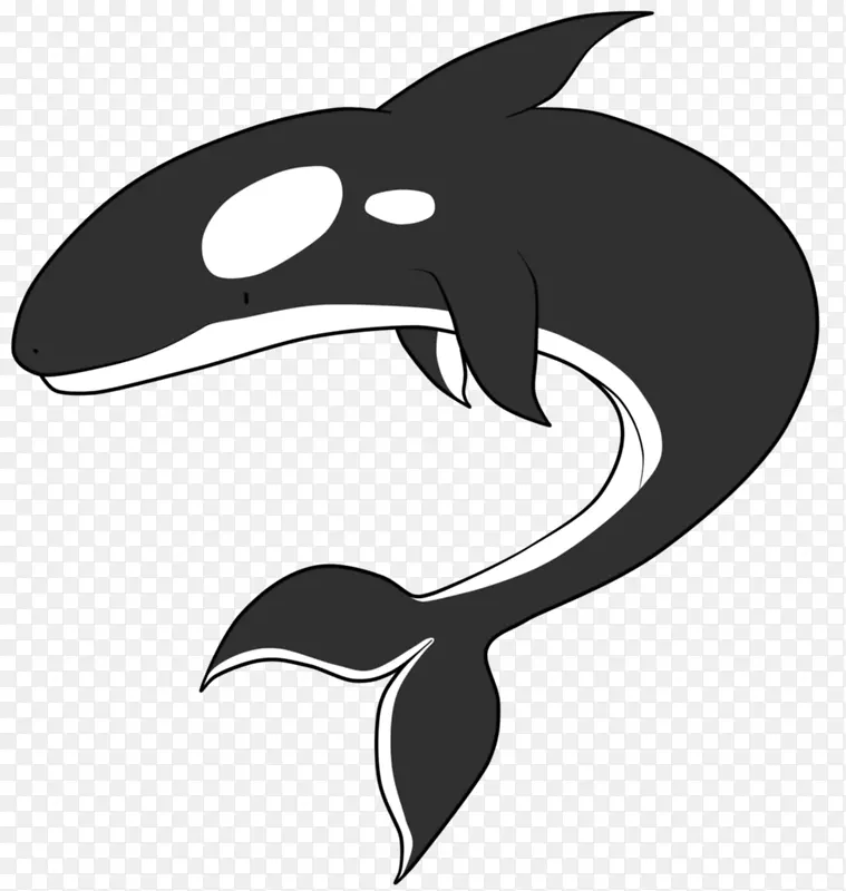 海豚剪影黑色卡通剪贴画-不知道