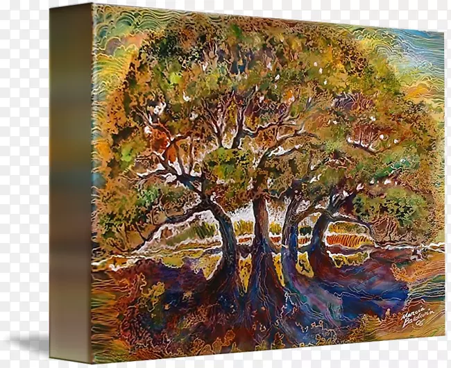 油画画布亚克力画树的生活画廊包画