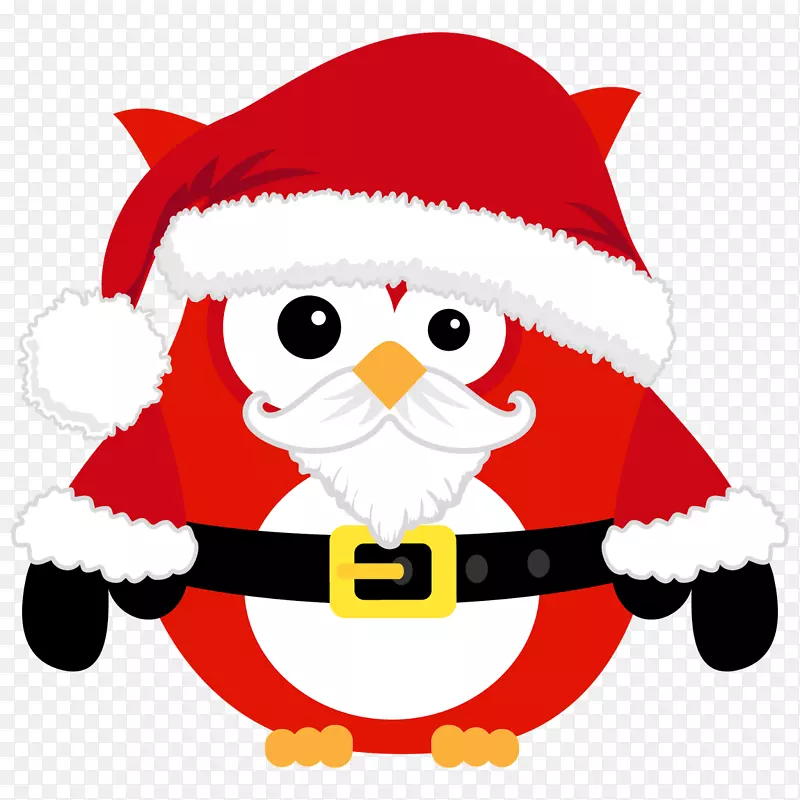圣诞老人圣诞装饰品猫头鹰剪贴画-圣诞老人