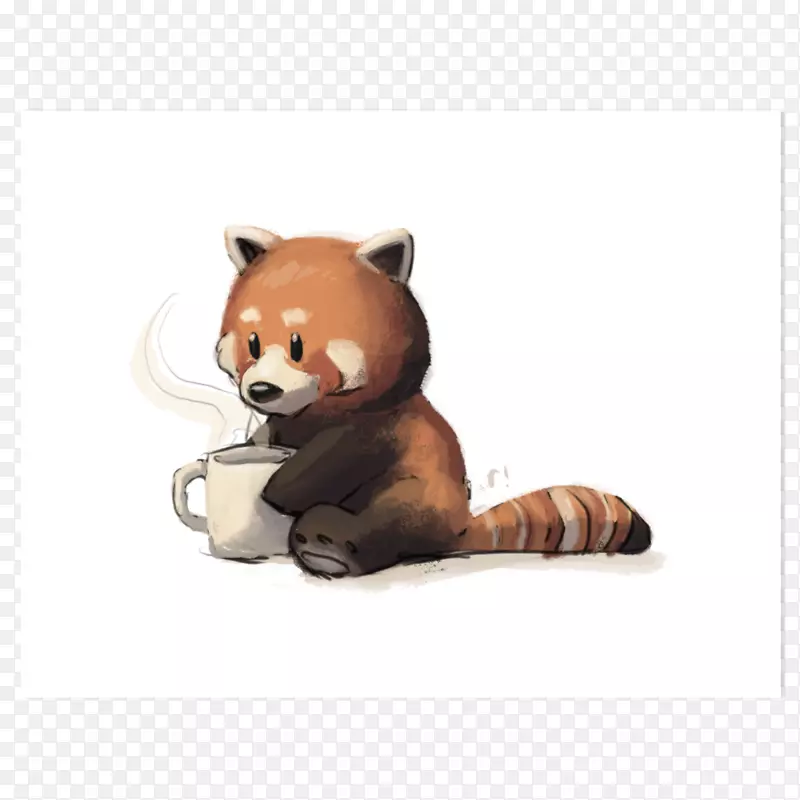 红熊猫大熊猫咖啡浣熊可爱-咖啡