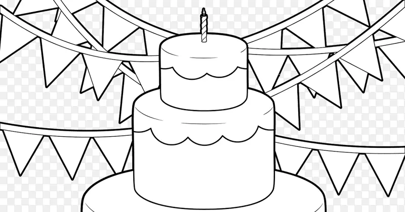 画线艺术白色剪贴画-生日蛋糕60