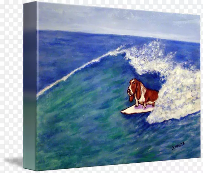 巴塞特猎犬比格狗冲浪瓷砖.水彩画冲浪板