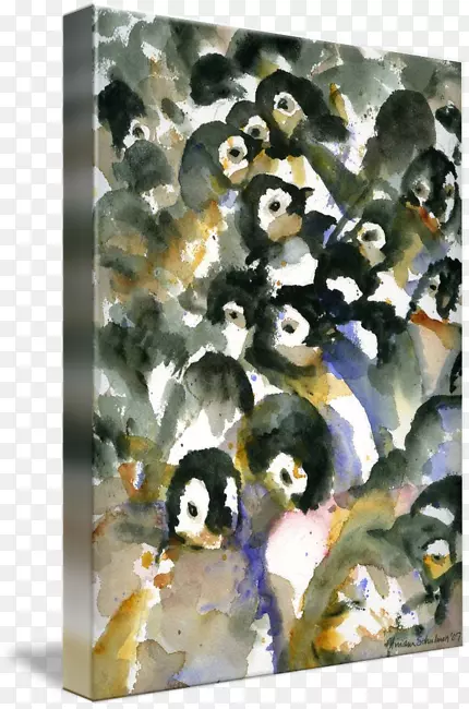 企鹅水彩画抽象艺术水彩画苗圃