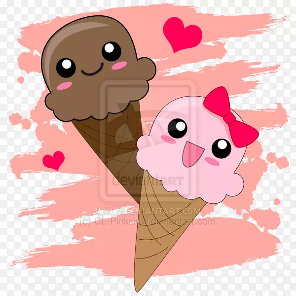 冰淇淋圆锥形卡瓦伊糖香草冰淇淋