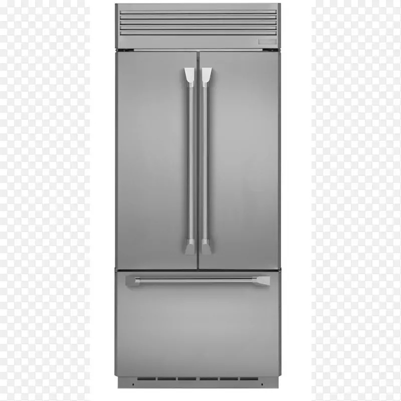 通用牌36“法式门冰箱通用字母表zifi240hii客户面板新鲜食品冰箱通用牌拉链冰箱-不锈钢门