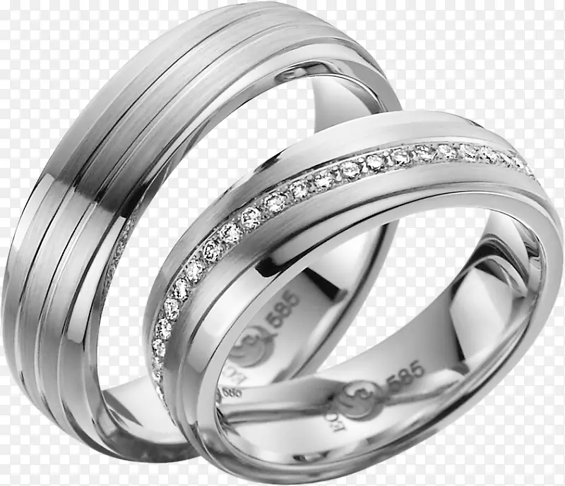 结婚戒指银珠宝金戒指