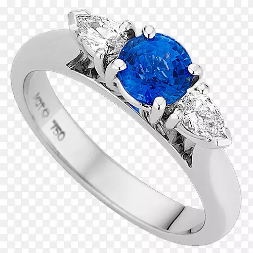 蓝宝石戒指公主切割明亮的蓝宝石