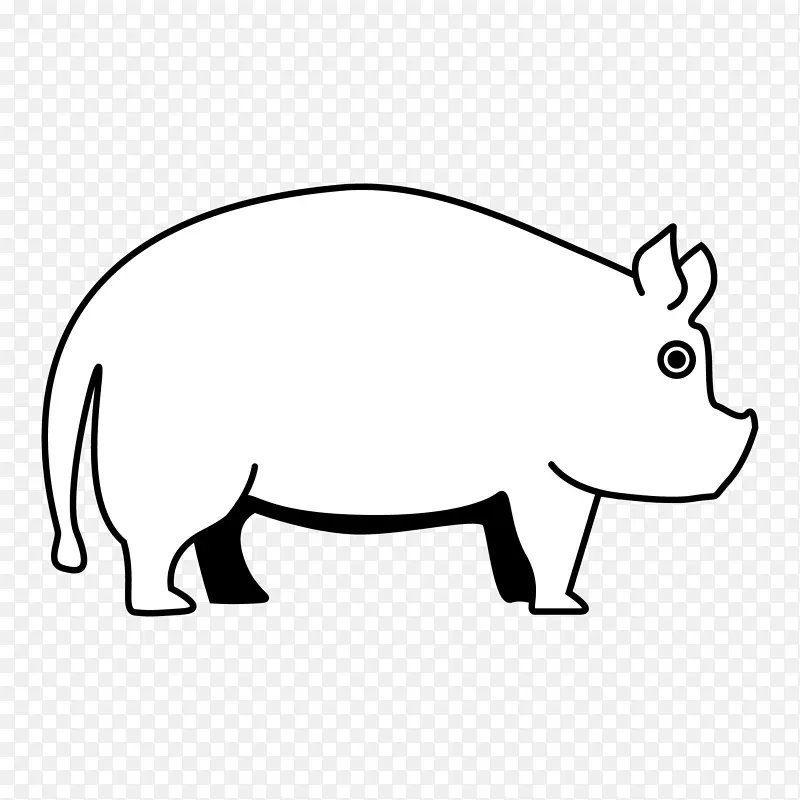 猪白线艺术卡通剪贴画-猪