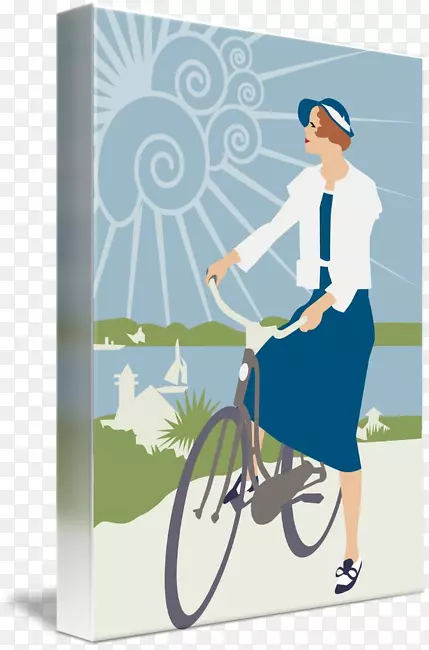 自行车艺术自行车画-假日旅行海报