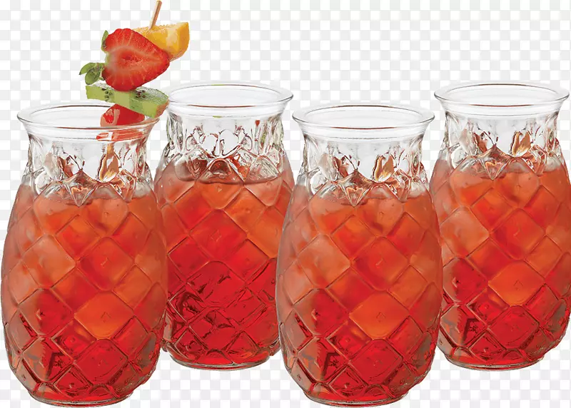 鸡尾酒杯，旧式玻璃杯，可乐-菠萝饮料