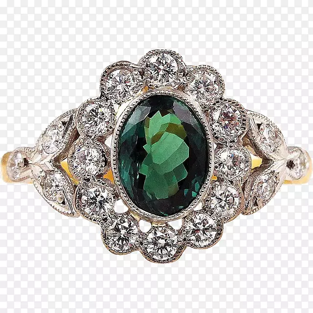 订婚戒指绿宝石戒指