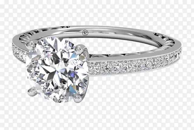 订婚戒指公主切割钻石切割婚戒-透视