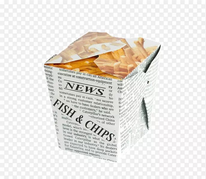 炸鱼和薯片，炸薯条，纸包装和标签盒-鱼和薯条