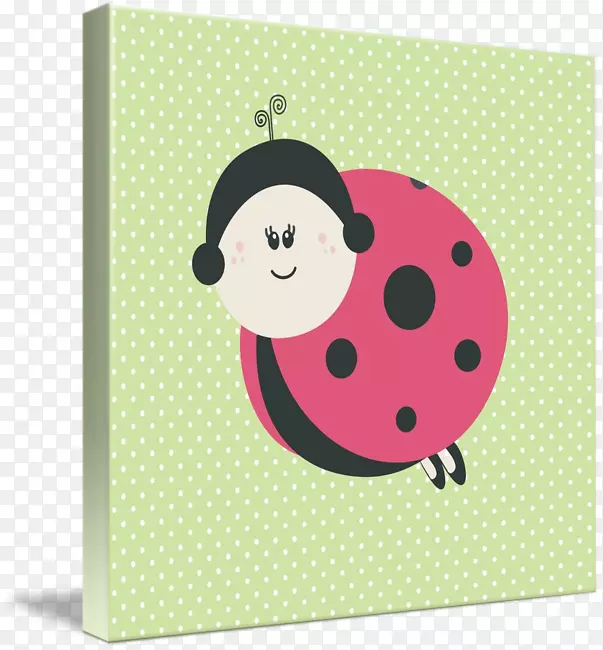 粉红m卡通长方形动物-水彩画瓢虫