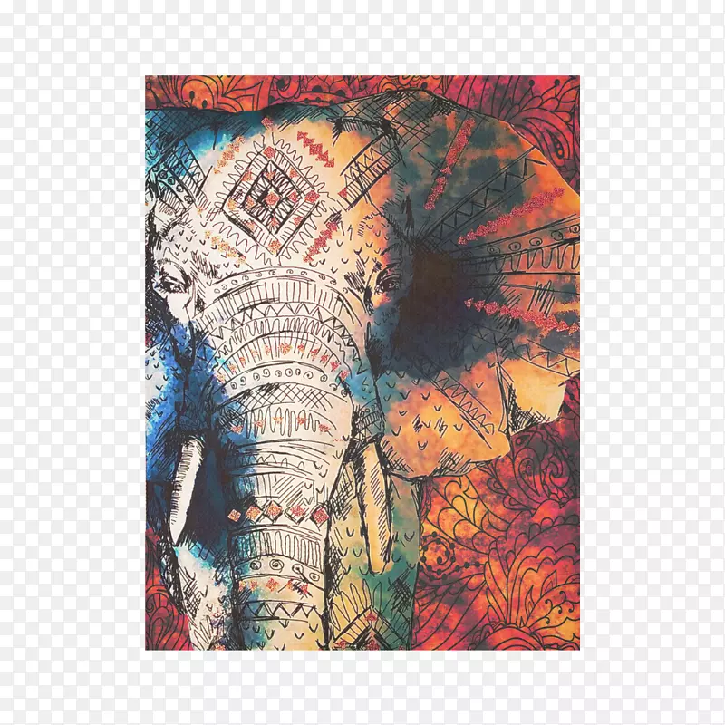 绘画大象印度艺术画布-绘画