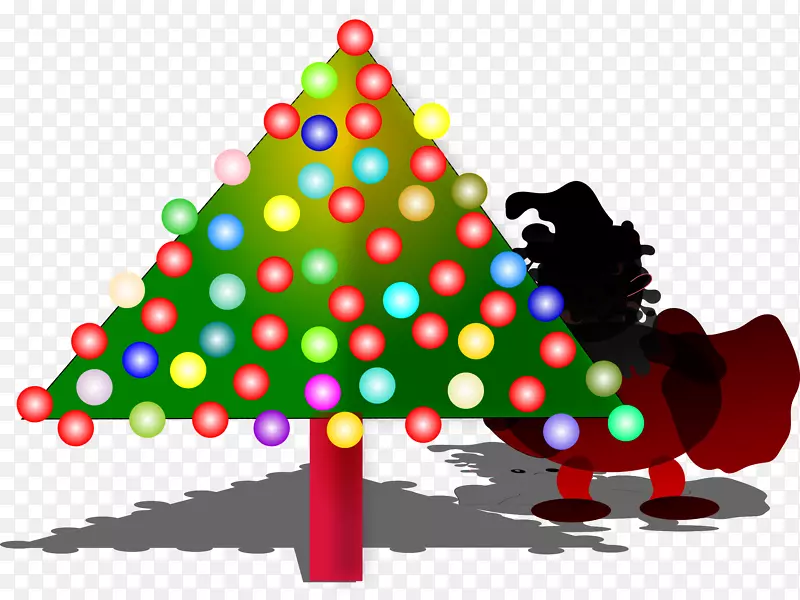 圣诞树装饰圣诞老人剪贴画-圣诞树